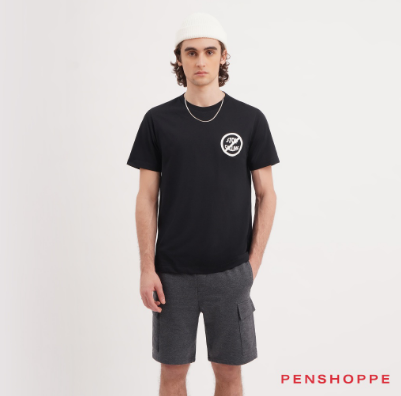 Penshoppe Stop Calling Regular Fit Graphic T-Shirt For Men (Black)