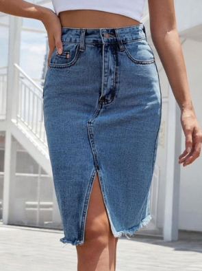 Knee Level Denim skirt for Her
