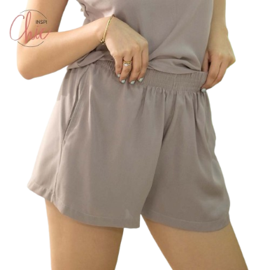 INSPI Chic Boho Shorts for Woman Summer Korean Cotton Short for Women Beach Outfit Sleepwear (Barnwood  Gray)
