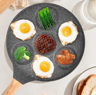 Seven Hole Non Stick Frying Pan Sandwich Pan Multi- Function Breakfast Pan Camping Accessories