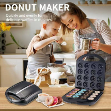 Rapid Heat Power Nonstick Mini Donut Molder Electric Breakfast Maker Double Sided Heating Machine IP