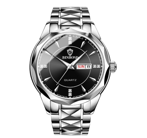 Binbond Fashion Luxury Stainless Steel Waterproof Men Unique Business Watch Dual Calendar Gold Luminous Quartz Wrist Watch M008