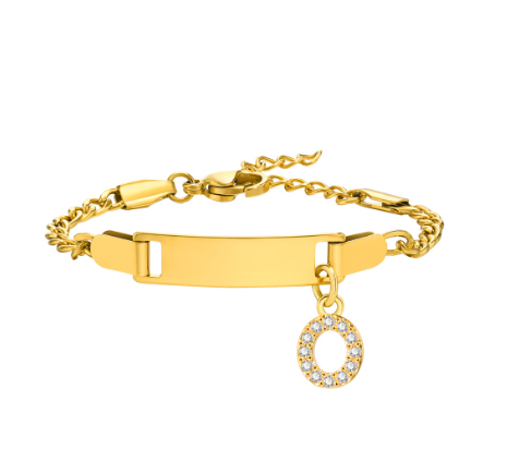 Vnox Baby Name Bracelet with Letter Pendant,Toddler Child ID Bracelet Girl Boy Birthday Gift O