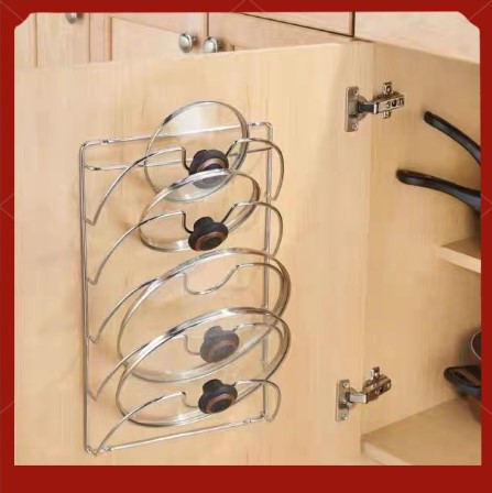 Wall Mounted Hanging Lid Holder Space Aluminum Pan Pot Cover Storage Rack Shelf Multifunctional