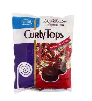 Ricoa Curly Tops Milk Chocolate (100s)  500g