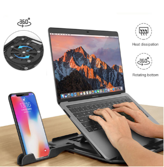 Enzo Adjustable Laptop Stand Multi-Angle Swivel Stand Mobile Phone Pad Stand Portable Foldable