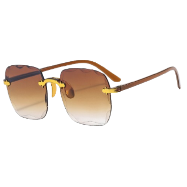 Lovito Women Modest Plain Rimless Sunglasses Fashionable Gradient Lenses Sunglasses LFA06196 (Brown)
