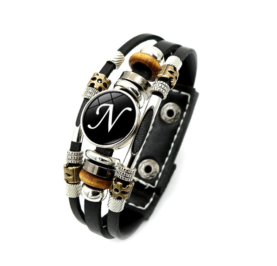 Fashion 26 Letter Leather Bracelets Multilayer A-Z Name Initials Bracelet For Men Women Wrist Accessories Jewelry Birthday Gifts N