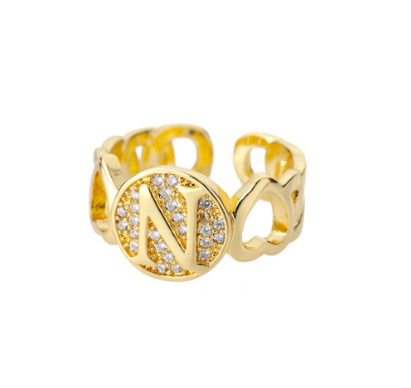 Initial Letter Open Rings For Women Aesthetic Love Heart Wedding Rings Stainless Steel Jewelry Gifts N