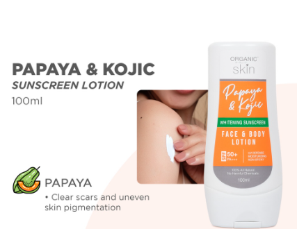 Organic Skin Japan Papaya Kojic Whitening Lotion SPF 50 Sunscreen Face and Body Lotion Skin Care