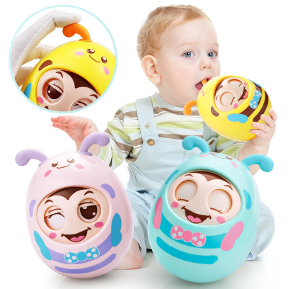 KIDONE Baby Toys, Tumbler, Soothing Rattles, Teething Toys with Music for 0-1 year Old Babies