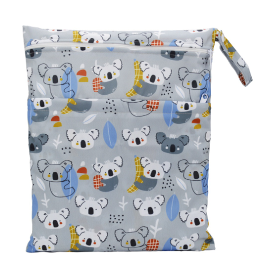 Diaper Wet Dry Bags Duble Zipper Printed Portable Waterproof Dag Storage Bag Swimwear Bag  30x36cm