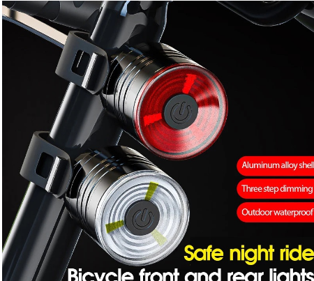 New Bike Light Waterproof Bicycle Front Light Led Taillight With Battery Aluminum Alloy ABS Safety Cycling Rear Lights