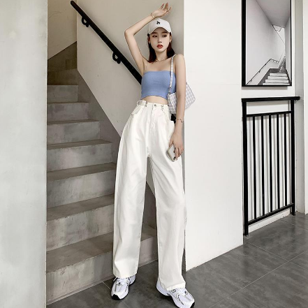 Wide Leg Jeans Women's High Waist Straight Tube Loose Jeans Pants