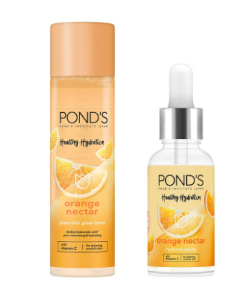 Pond's Healthy Hydration Orange Nectar Hyaluron Serum 30g + Orange Nectar Glass Skin Toner