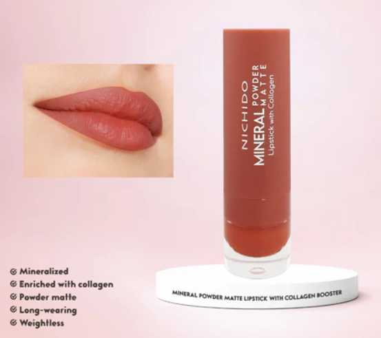 NICHIDO Mineral Powder Matte Lipstick With Collagen Booster (Adore You)