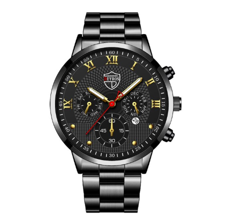 Men's Watch Sale Men's Waterproof Business Quartz Wristwatch Relo Ng Kalalakihan STEEL BLACK GOLD