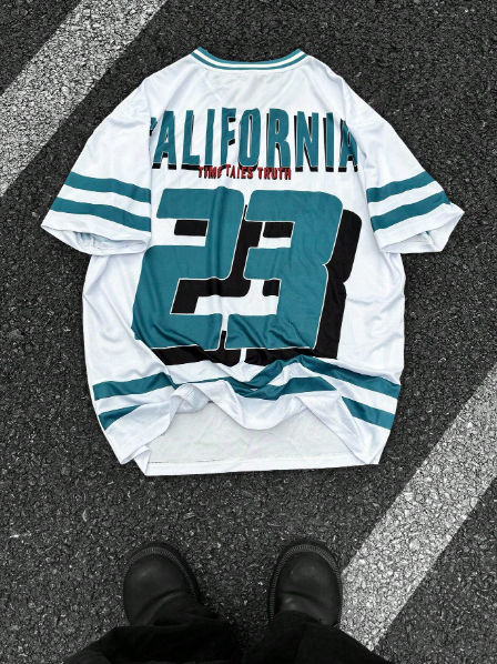 Manfinity Sporsity Plus Size Men`S V-Neck Mesh Sports Baseball T-Shirt