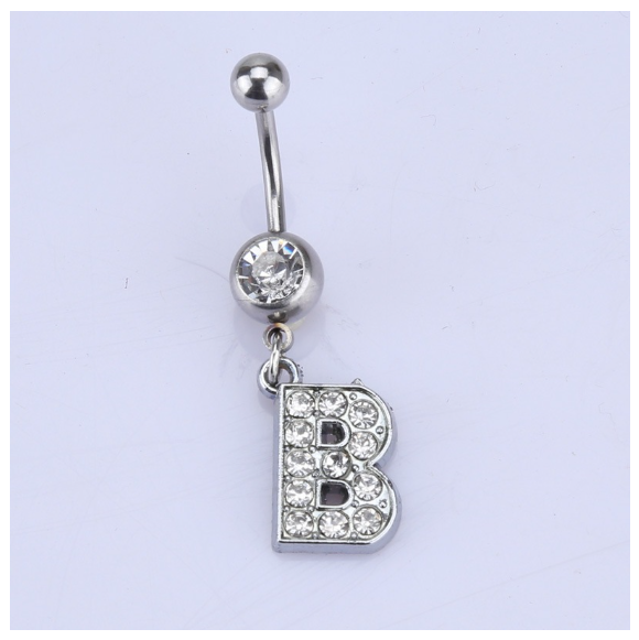 Body Piercing Drop Dangle Belly Button Rings Navel 26 Letter Ring Jewelry Sexy B