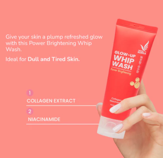 iWhite Korea Glow-Up Whip Wash Power Brightening 100ml with Collagen and Niacinamide.