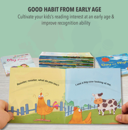 60Books Kids Early Learning Story Books Full Color Coated Paper Bedtime Reading & Baby Early Learning