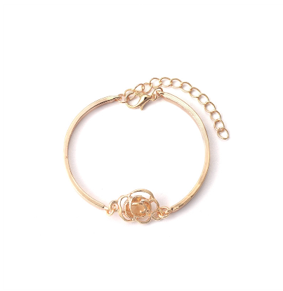 Fashion Rose Flower Bracelet Gold Bangle