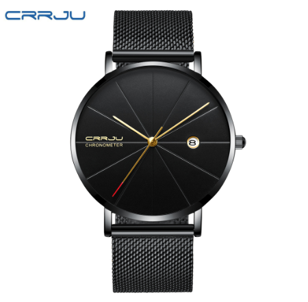CRRJU Original Brand Men's Watch Ultra-thin Simple Casual Quartz Stainless Steel Waterproof 2216X M12