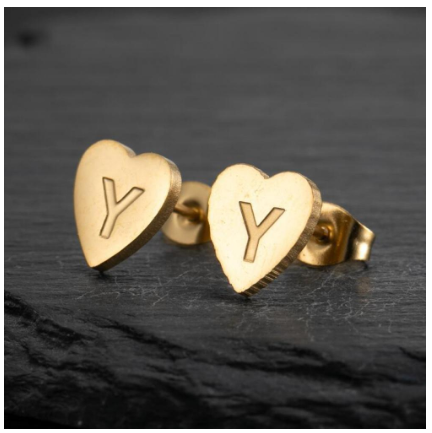 Stainless Steel Cute Small Tiny Heart Initial English Letter Stud Earrings For Women Gold Color Alphabet Jewelry Birthday Gift Y