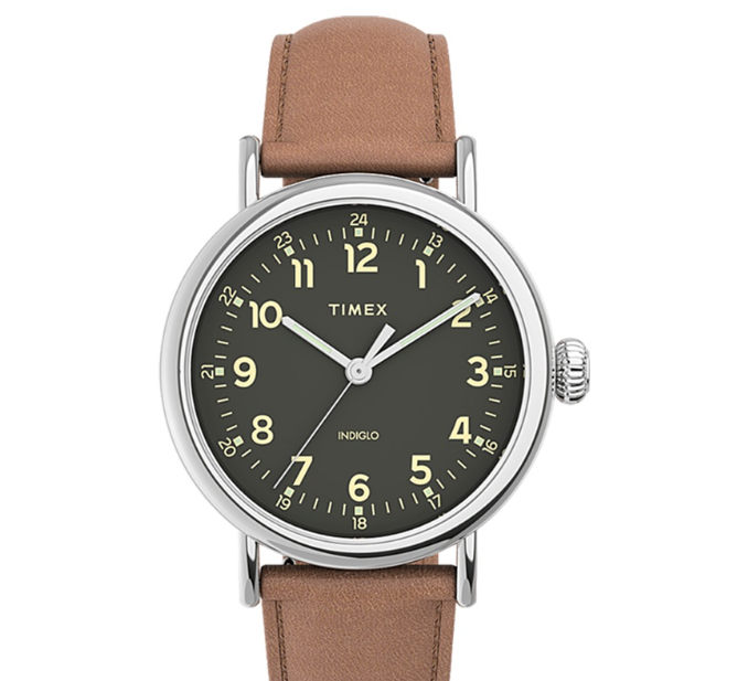 Timex Standard Brown Leather Analog Quartz Watch For Men TW2V27700
