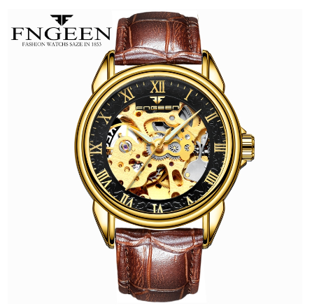 FNGEEN 8866 Men's Automatic Mechanical Watch GOLD BLACK