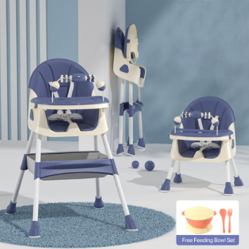 NewDesign Foldable Baby High Chair with Toys Seat Pad Cushion and Compartment Quality Baby Highchair