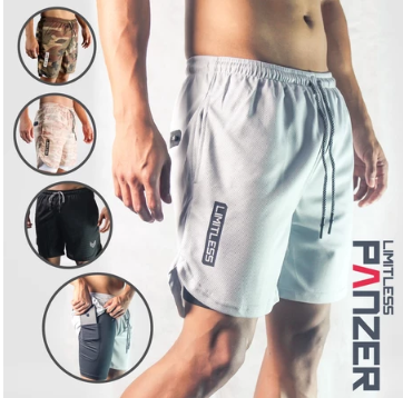 【LIMITLESS】PANZER Training Shorts with Pocket Compression for Squats, Running, and Style