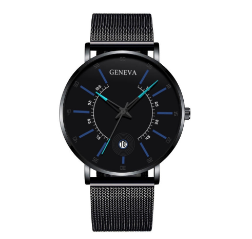 Geneva Luxury Ultra Thin Men's Business Watches Stainless Steel Mesh Belt Analog Quartz Wristwatch M11