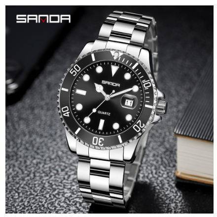 Sanda Successful Men's Outburst Charm Quartz Watch Business Boss Reflects Temperament Luxury Watch BLACK