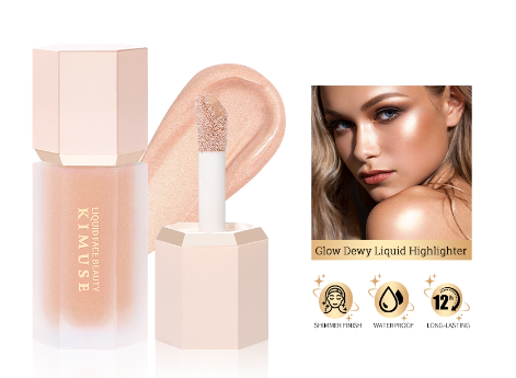 KIMUSE Glow Dewy Liquid Highlighter Long-lasting Smudge Proof Natural-Looking and Dewy Finish Illuminator Face Cosmetics