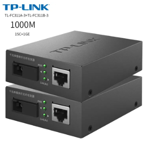 TP-LINK 1000M TL-FC311A-3 + TL-FC311B-3 Fiber Transceiver Single-mode Single-Fiber SC Interface Fiber Optic Media Converter