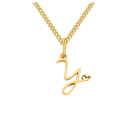 Cursive Initial Necklaces for Women Girls,14K Gold Filled Personalized Monogram Name Letter Necklace Jewelry Gifts Y
