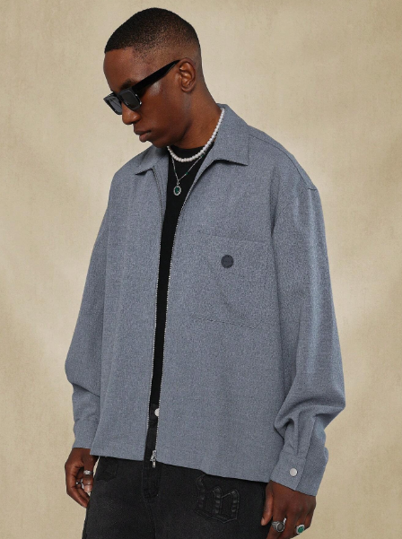 SUMWON Loose Fit Tailored Zip Through Shirt