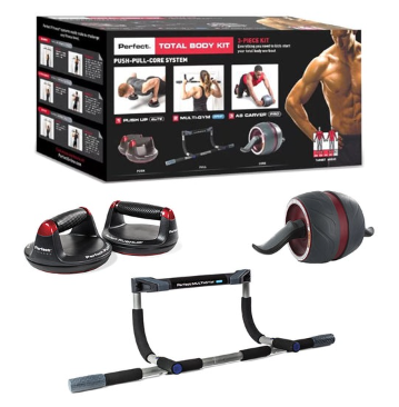 Perfect Fitness Total Body Kit with 3-piece set Ab Carver Pro Push Up Elite and Multi-Gym Sport Pull
