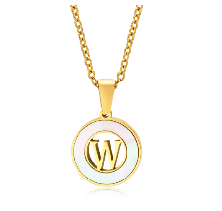 Vnox 18K Gold Stainless Steel Letters Pendant Necklace,Round Hollow 26 Alphabet Necklace for Women W