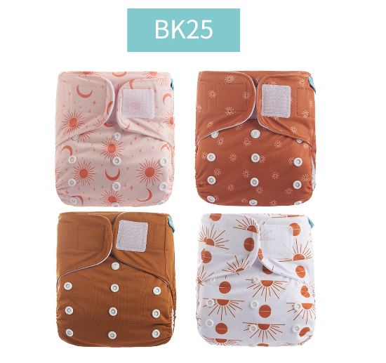 Happyflute 2023 Baby Reborn 4pcs set Washable Eco-friendly Baby Cloth Diaper Ecological Adjustable Nappy Reusable Diaper SET25