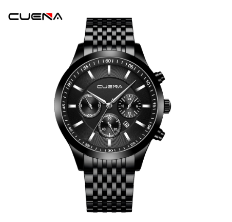 Original CUENA Men's Watches Fashion Brand Stainless Steel Casual Business Quartz Analog 3ATM Water Resistant 6040 005