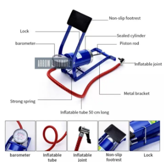Multi-Purpose Air Foot Pump High Pressure Portable Foot Tire Pump for Car/Bike/Ball/MTB/Motorcycle/Automobiles Mini Bicycle Tire Inflator Pump