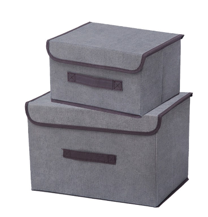 2in1 Plain Color Foldable Storage Box Organizer With Cover