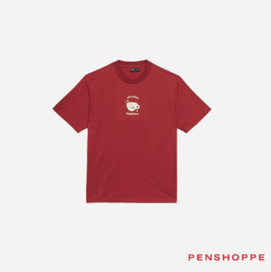 Penshoppe Chocolate Happiness Relaxed Fit Graphic T-Shirt For Women (Burgundy)