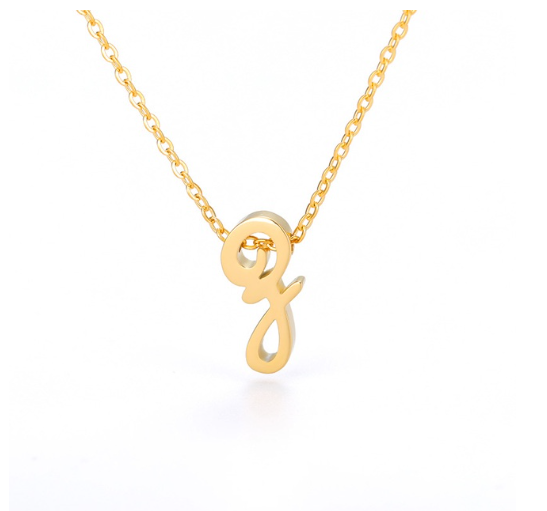 Maxzone Tiny Initial Letter Necklaces For Women Stainless Steel Old English Letter Vintage Necklace Boho Birthday Gothic Jewelry Gift Z