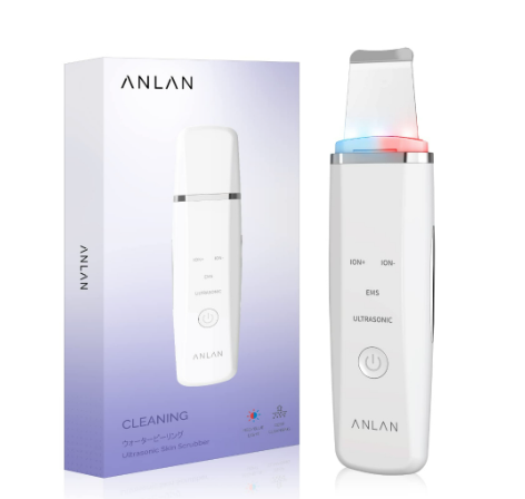ANLAN Ultrasonic Skin Scrubber Red Blue Light Care Ion Blackhead Acne Remover Deep Cleansing