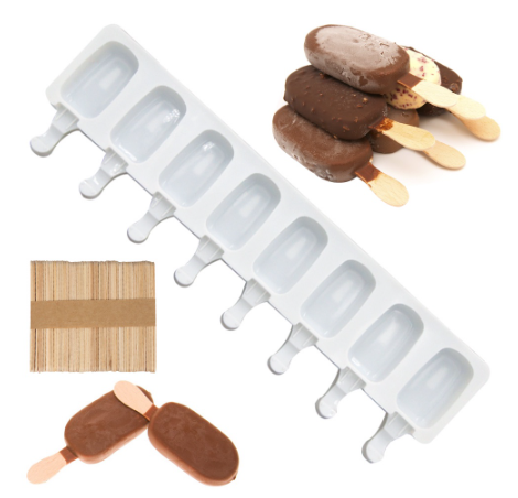 FSF 8/4 Hole Silicone Ice Cream Mould Ice Cube Tray Popsicle Barrel or Popsicle Stick