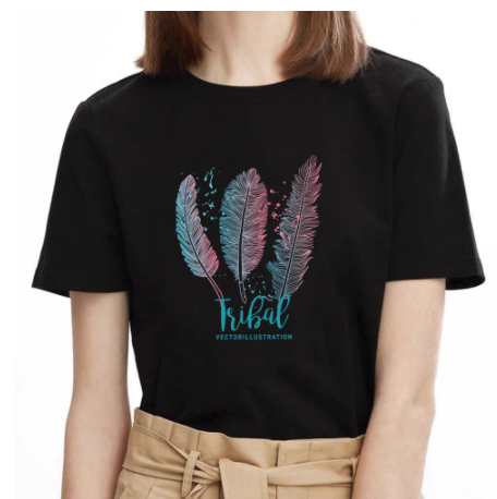 Korean Fashions Round Neck Pattern T-shirts For Women's Unisex Tops