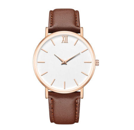 New neutral and simple literature and art bar pin Roman scale belt fashion gold shell quartz watch leisure Korean leather Watch F02